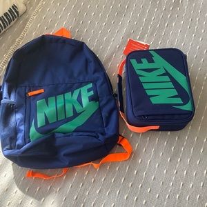 Nike backpack and matching lunchbox set.